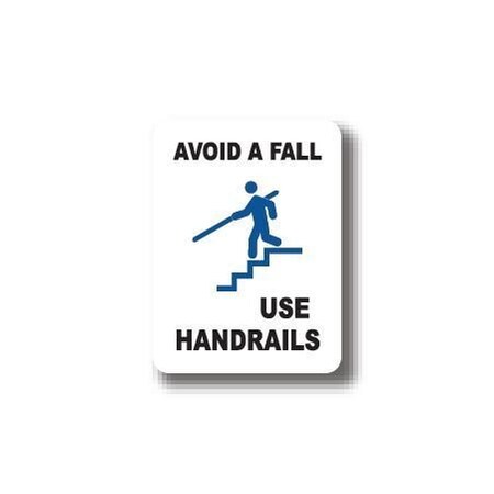 Ergomat 12in x 12in RECTANGLE SIGNS - Avoid A Fall Use Handrails DSV-SIGN 144 #7064 -UEN